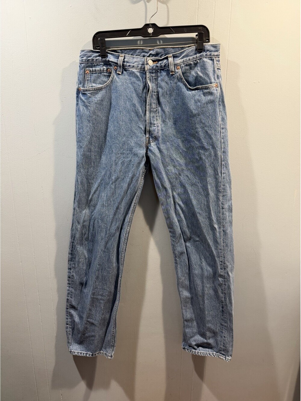 Mens Levi's 501 Straight Leg Jeans Size 36x32 Blue Denim Button-Fly